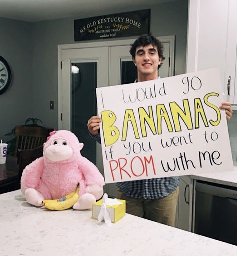 vsco- kristinnediano Mormon Prom Proposals, Christian Prom Proposal, Monkey Promposal, Homecoming Promposal Ideas, Mcdonalds Hoco Proposal, Prom Posters Proposal For Boyfriend, Asking Homecoming Ideas, Stuffed Animal Hoco Proposal, Corny Hoco Proposals