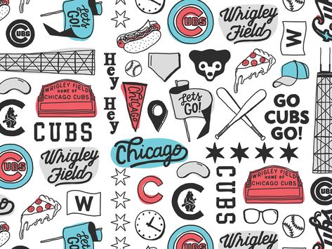 Chicago Cubs Doodle Pattern Chicago Doodles, Doodle Patterns, Chicago Cubs, Creative Professional, Chicago, Printing On Fabric, Pattern Design, Doodles, How To Draw Hands