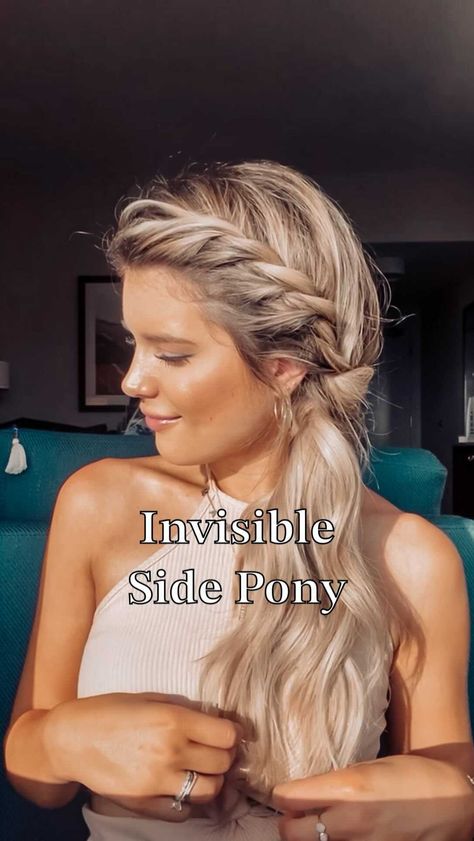 justclassicallycassidy on Instagram: Quick invisible side pony that can be done in a pinch! All you need is 1 elastic and 1 Bobby pin! • • • #ponytailtutorial #sideponytail… Diy Side Ponytail Hairstyles, Invisible Side Pony, Side Hairstyles Tutorial, Side Ponytail Hairstyles Tutorial, Side Ponytail Updo, Side Ponytail Wedding Hairstyles, Side Ponytail Wedding, Tail Hairstyles, Ponytail Hairstyle Ideas