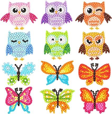 Kids Decals, Art Kits For Kids, Owl Stickers, Crystal Stickers, Aqua Beads, Owl Pet, Painting Accessories, Sticker Funny, Handmade Sticker