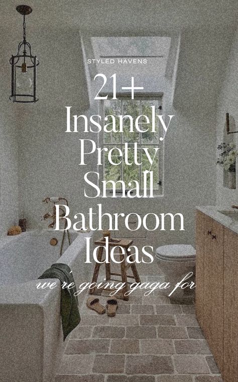 On the hunt for pretty small bathroom ideas? Whether your bathroom style is more simple & minimalist or you love the cottage core feel of a vintage small bathroom design, these small bathroom interior ideas are sure to inspire you! (Save to your small bathroom inspiration board for later!) Decorate A Small Bathroom, Small Vintage Bathroom, Cottage Bathroom Inspiration, Vintage Powder Room, Vintage Modern Bathroom, Small Bathroom Styles, Minimalist Small Bathrooms, Simple Small Bathroom Ideas, Modern Vintage Bathroom