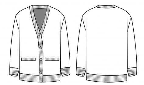 Knitted cardigan fashion sketch template... | Premium Vector #Freepik #vector #clothes Cardigan Sketch Fashion Illustrations, Cardigan Flat Sketch, Cardigan Technical Drawing, Cardigan Sketch, Cardigan Drawing, Clothes Sketch, Fashion Sketch Template, Fashion Sketches Men, Vector Clothes