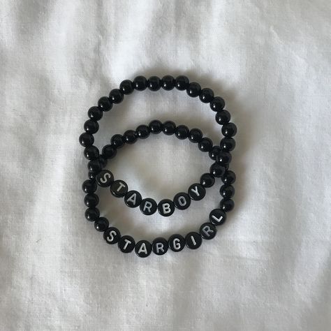 Aesthetic Matching Bracelets, The Weeknd Bracelet, Bracelets Aesthetic, Aesthetic Y2k, Black Bracelets, Stretchy Bracelets, Pretty Design, Matching Bracelets, The Weeknd