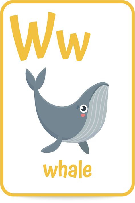 Wonderful Words That Start with the Letter W | Kids Activities Blog Letter W Crafts, Letter W Activities, Letters Craft, Alphabet Flash Cards Printable, Whale Coloring Pages, Alphabet Letters Images, Baby Books Diy, Kindergarten Classroom Decor, Abc Flashcards