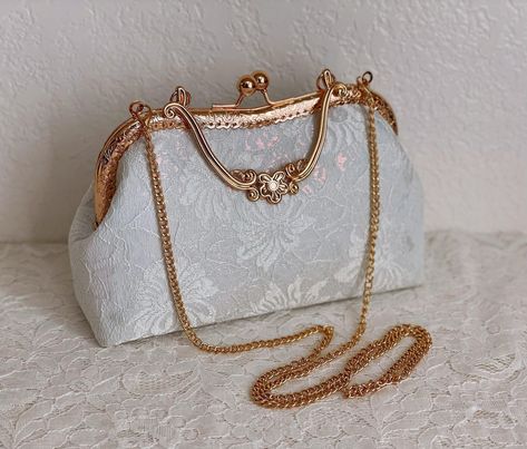 Wedding Purse For Bride, Bridal Kit, Bridal Handbag, Purse For Wedding, Purse Aesthetic, Bags For Women Fashion, Kiss Lock Purse, Lace Purse, Purse Wedding