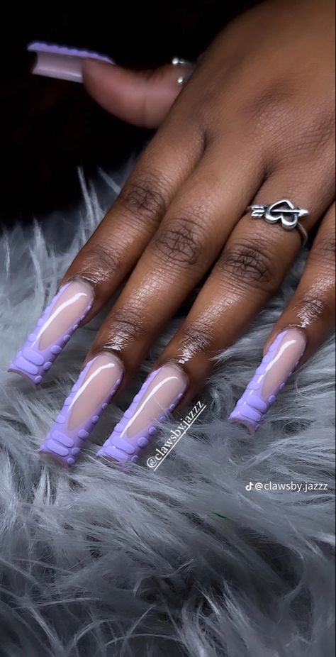 Lavender French Tips, Lavender French Tip Nails, Lavender French Tip, Lavender Acrylic Nails, Teal Nails, Tip Nails, French Tips, French Tip Nails, Best Acrylic Nails