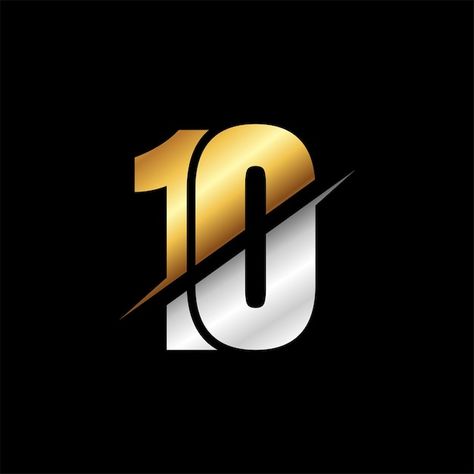 10 number luxury logo design template in... | Premium Vector #Freepik #vector #serif #3d-gold #number-10 #golden 10 Logo Design Number, 10 Number Design Graphics, 10 Wallpaper Number, 10 Logo Number, 100 Number Logo, 10 Number Logo, Number 10 Design, 10 Logo, Dark Black Wallpaper