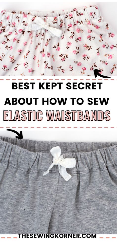 The more you sew elastic waistbands, the easier the task becomes. Learning how to sew an elastic waistband isn’t complicated, but it does need to be done a certain way if you want it to come out just right. Adjustable Elastic Waistband, Tela, Sewing An Elastic Waistband, How Much Elastic For Waistband, Sewing With Stretch Knits, Petite Sewing Patterns Free, How To Sew A Waistband, How To Make An Elastic Waistband, How To Sew In Elastic