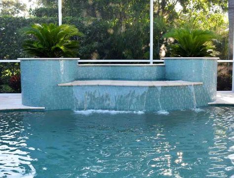 Iridescent Glass Tiles, Mosaic Pool Tile, Glass Pool Tile, Dream Backyard Pool, Swimming Pool Tiles, Glass Pool, Patio Deck Designs, Pool Tiles, Gunite Pool