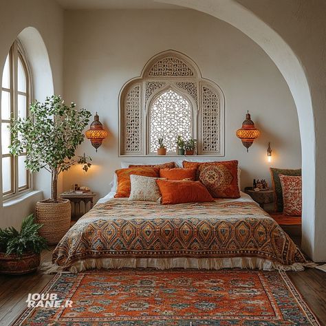 Marocan Bedroom, Bedroom Ideas Moroccan Style, Turkish Inspired Bedroom, Arabian Decor Bedroom, Moorish Home Decor, French Mediterranean Bedroom, Indian Inspired Bedroom Decor, Persian Style Bedroom, Mediterranean Room Bedrooms