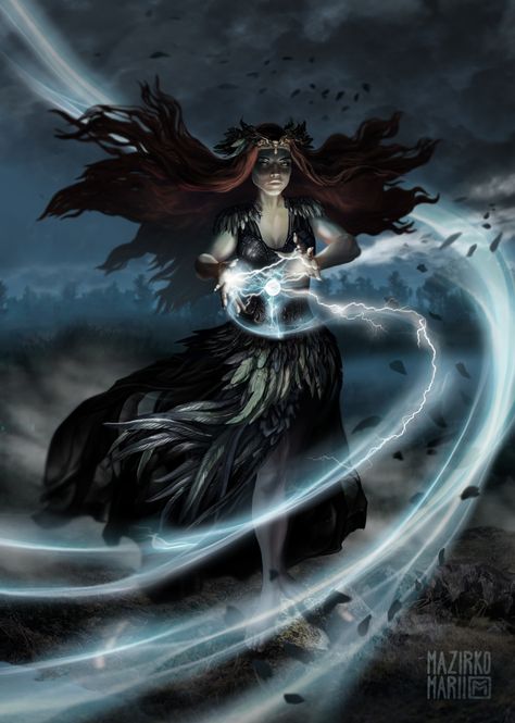 ArtStation - Storm witch Storm Goddess Art, Storm Goddess Fantasy Art, Storm Witch Art, Storm Witch Aesthetic, Storm Mage, Goddess Of Storms, Wind Witch, Storm Goddess, Elemental Goddess