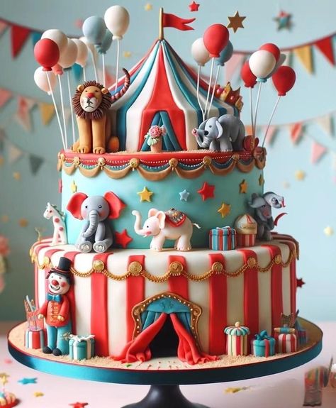 Cake Forest, Carnival Themed Cakes, Carnival Birthday Cakes, Carnival Birthday Theme, Circus Theme Cakes, Carnival Cakes, Circus Birthday Party Theme, Circus Cake, Forest Party