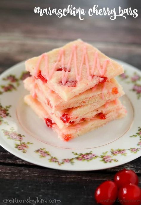 Cherry Squares Recipe, Cherry Bars Recipe, Cherry Squares, Maraschino Cherries Recipes, Simple Bars, Cherry Shortbread, Oatmeal Pie, Cherry Glaze, Cherry Bars