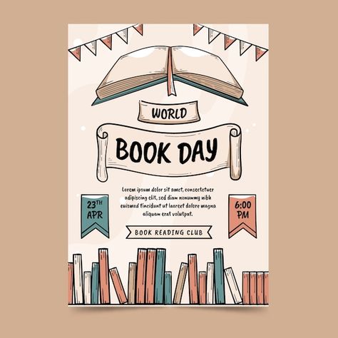 Books Day Poster, World Book Day Poster Ideas, Book Day Drawings, Reading Day Poster Design Drawing, Poster Designs For School, Poster On Education, Reading Day Poster Drawing, Poster About Education, Poster About Reading