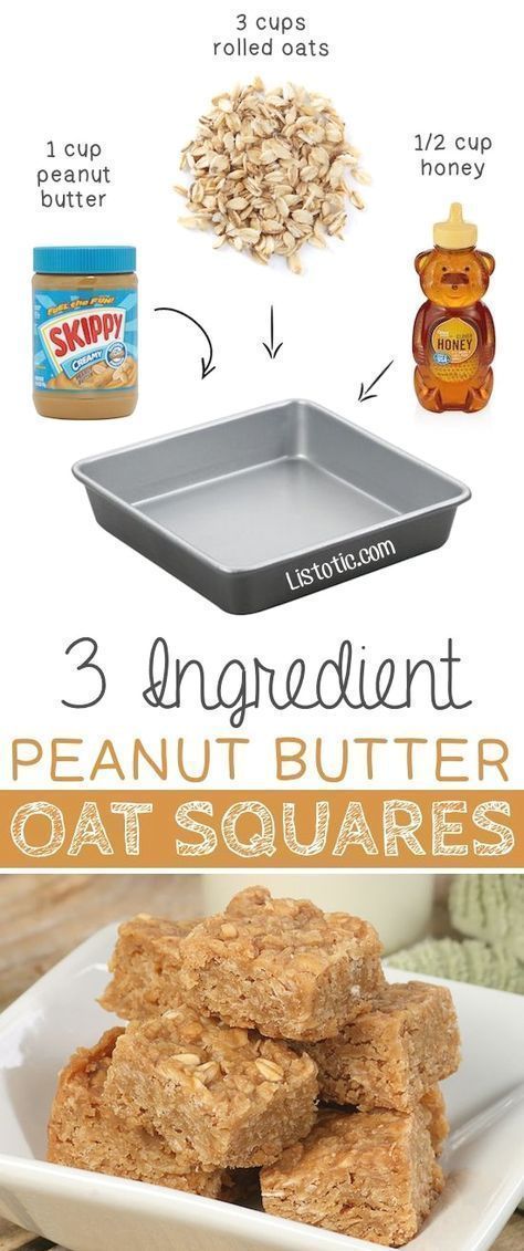 Oat Squares, Simple Treats, Peanut Butter Oat, Peanut Butter Oats, Peanut Butter Honey, Healthy Sweets Recipes, Three Ingredient, 21 Day Fix, Protein Snacks