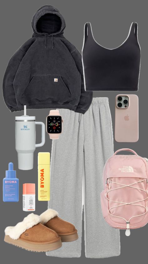 Cozy sweatpants and crop top outfit. Comfy school fit #schoolfit #schooloutfits #schoolfit #school #outfit #fitcheck Crop Top Outfit, Sweatpants Outfits, Cozy Sweatpants, School Fit, Sweatpants Outfit, Top Outfit, School Outfit, School Outfits, Crop Top