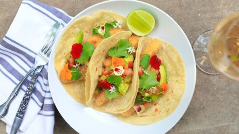 Fish Tacos With Lime Crema, Fried Fish Tacos, Fajita Spices, Product Photography Food, Easy Fish Tacos, Professional Food Photography, Grilled Fish Tacos, Lime Crema, Los Angeles Food