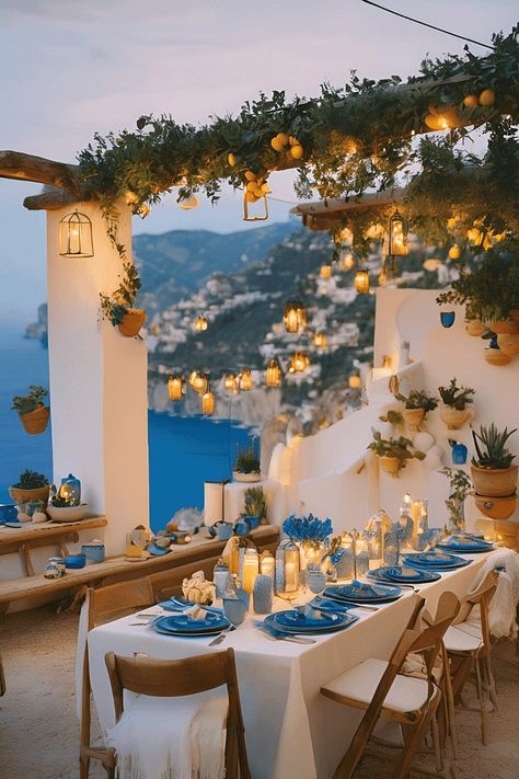 Amalfi Coast Wedding Inspiration: A Comprehensive Guide Pastel, Wedding In Amalfi Coast, Amalfi Style Wedding, Amalfi Coast Restaurant Design, Italian Coast Aesthetic Decor, Amalfi Coast Engagement Party, Amalfi Coast Italy Wedding, Italy Inspired Party, Capri Wedding Theme