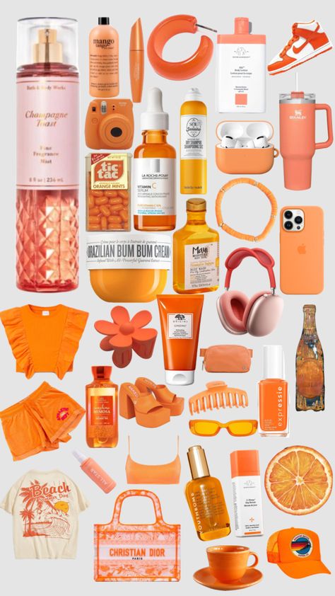 Orange Makeup Products, Orange Wishlist, Orange Skincare, Preppy Items, Sink Care, Orange Products, Orange Items, Preppy Orange, Orange Stuff