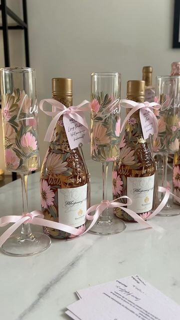 Painting Wedding, Painted Wine Bottles, Bridesmaid Box, Future Wedding Plans, Bottle Painting, Bridal Party Gifts, Bridesmaid Proposal, Bridal Shower Gifts, Engagement Party