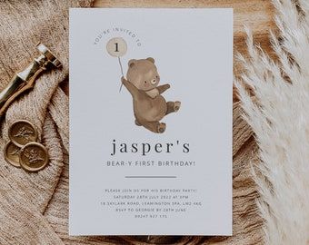 Bear First Birthday Invitations, Teddy Bear 1st Birthday Boy, Bear First Birthday Party, Bear Themed Birthday Party, Teddy Bear 1st Birthday, Teddy Bear Picnic Birthday Party, Teddy Bear Birthday Party, Teddy Bears Picnic, Picnic Birthday Party