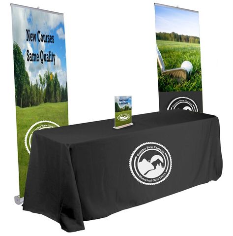 Buy this pop up banner trade show kit to create the ideal custom printed display for any trade show. Browse our variety of exhibit systems at Displays2go. Trade Show Display Ideas Booth Design, Career Fair Booth Ideas, Trade Show Booth Ideas, Vendor Table Display, Standing Signage, Bridal Show Booths, Travel Consultant, Vendor Table, Pop Up Banner