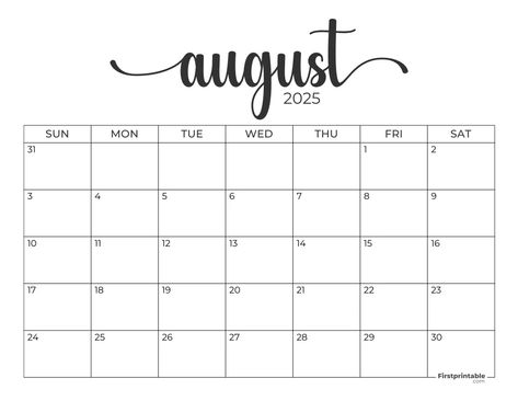 August 2025 Calendar, Bullet Journal Topics, Month Calendar Printable, Digital Planning Templates, Free Blank Calendar, Simple Calendar, Free Printable Calendar Templates, Journal Ideas Templates, Journal Topics