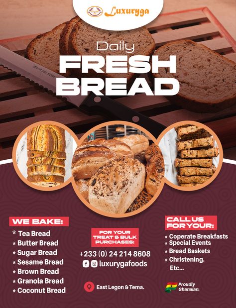 Bread Poster Design Ideas, Bread Flyer Design, Bread Business Ideas, Bakery Flyer Design Ideas, Bakery Advertising Posters, Bread Poster Design, Workshop Flyer Design, Bakery Flyer Design, Bakery Poster Design