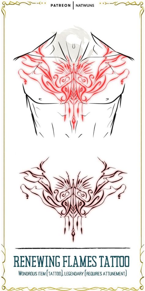 Dnd Tattoos Character, Dnd Sorcerer Tattoo, Dnd Magic Tattoo Art, Magic Tatoos Dnd, Fantasy Tattoo Designs Drawings, Magical Tattoos Dnd, Magic Back Tattoo, Dnd Tattoos Ideas, Magic Tattoo Dnd