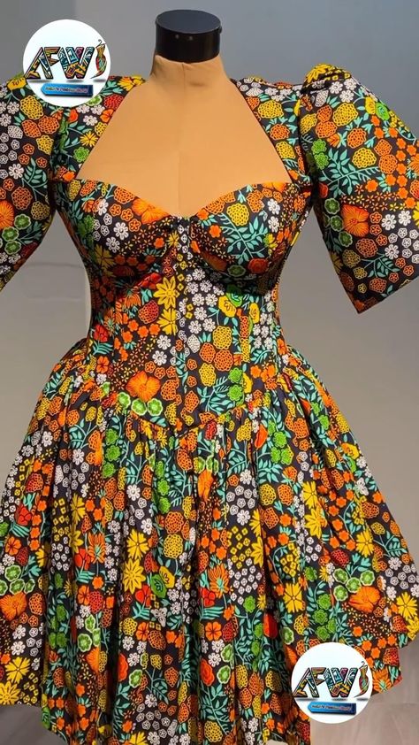 Ankara Corset, Materials Gown Style, Simple Dress Styles, Ankara Dress Designs, Classy Short Dresses, Fancy Short Dresses, Ankara Short Gown Styles, Modest Dresses Fashion, 2piece Outfits