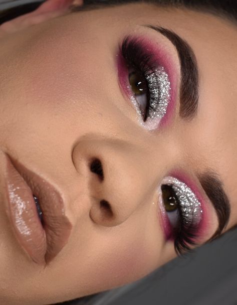 Red And Silver Eyeshadow Looks, Pink Silver Makeup Looks, Silver And Pink Makeup Looks, Pink And Silver Makeup Looks, Pink Singer Makeup Looks, Pink Silver Eye Makeup, Pink Black And White Makeup, Pink And Grey Makeup Looks, Pink Dance Competition Makeup