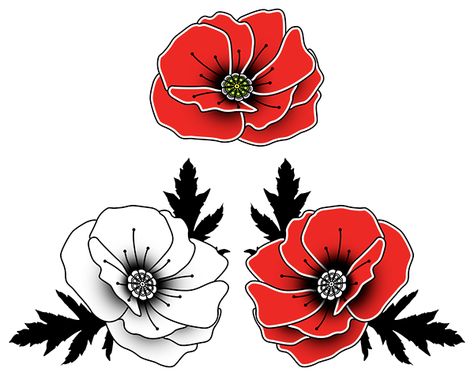 A very permanent project. Traditional Poppy Tattoo, Flower Outline Tattoo, Red Poppy Tattoo, Poppy Tattoos, California Poppy Tattoo, Poppy Flower Drawing, Flower Tattoo Stencils, Poppy Flower Tattoo, Tattoo Coverup