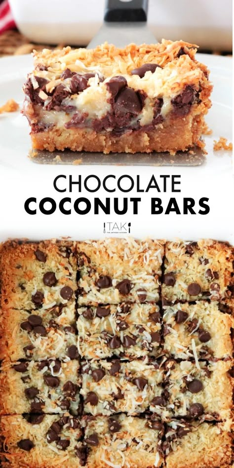 Chocolate Coconut Bars made with sweetened condensed milk and a buttery graham cracker crust are an easy dessert recipe perfect for feeding a crowd or curing any sweet tooth cravings! Bonus alert! These bar cookies come together in less than 10 minutes of prep time! Chocolate Coconut Bars Recipe, Chocolate Coconut Recipes, Desert Bars Recipes Easy, Easy Dessert Recipes With Sweetened Condensed Milk, Coconut Bars Recipe Condensed Milk, Coconut Condensed Milk Desserts, Sweet And Savory Desserts, Dessert Recipes With Coconut, Sweetened Condensed Coconut Milk Recipes