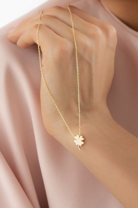 10k 14k 18k Solid Gold Four Leaf Clover Necklace Tiny 4 Leaf | Etsy in 2021 | Four leaf clover necklace, Clover necklace, Leaf jewelry Gold Four Leaf Clover, St Patricks Day Gift, Real Diamond Necklace, Tropical Jewelry, Clover Jewelry, Four Leaf Clover Necklace, Sterling Silver Jewelry Rings, 4 Leaf Clover, Small Necklace