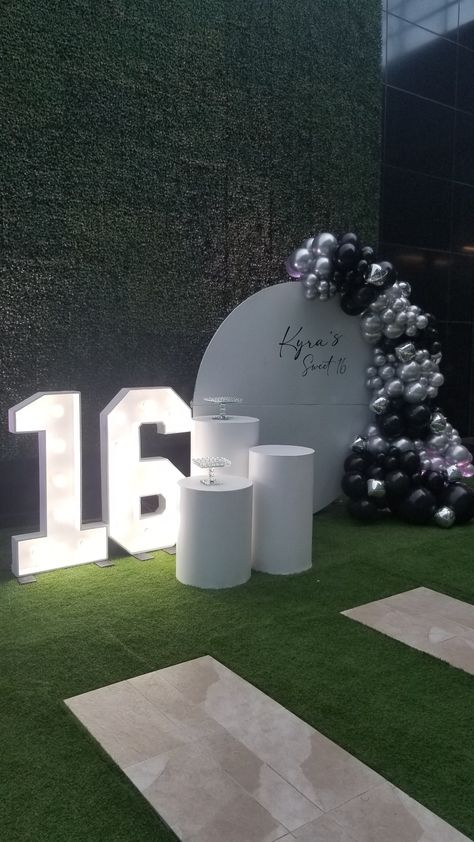 Sweet 16 Balloon Decorations, Sweet 16 Venues, Sweet Sixteen Themes, Sweet 16 For Boys, Sweet Sixteen Party Themes, Silver Sweet 16, Sweet 16 Party Planning, Sweet 16 Party Themes, Sweet 16 Pictures