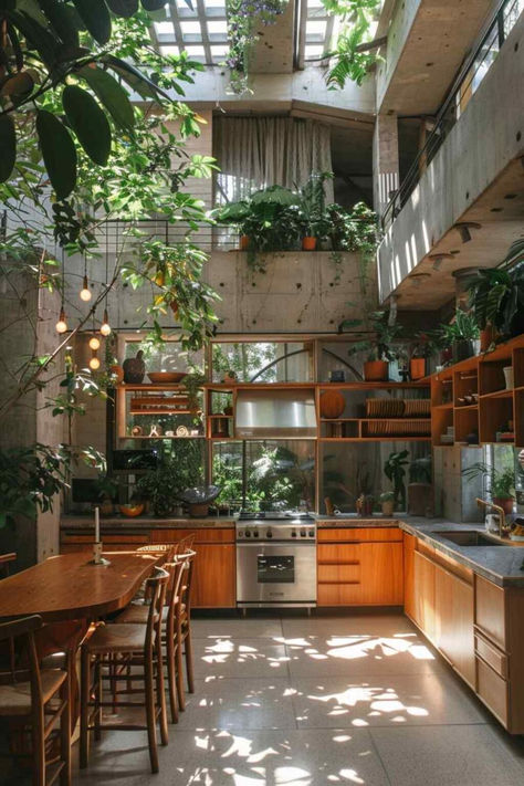 kitchen tropi brutalist Diy Luxury, Lots Of Plants, Decor Quotes, Inspire Me Home Decor, Modern Elements, Decor Wallpaper, Ideas Vintage, Style Deco, Transitional Kitchen