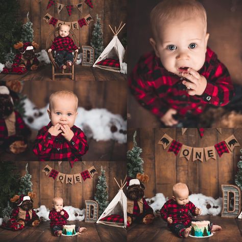 Natal, Lumberjack First Birthday Smash Cake, Lumberjack First Birthday Photoshoot, Christmas Smash Cake 1st Birthdays, 1st Birthday Christmas Theme Boy, December 1st Birthday Party Boy, December First Birthday Boy, Lumberjack First Birthday Cake, Lumberjack Smash Cake