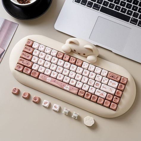 【65% Layout, Adorable Cat-Inspired Design】YUNZII C68 wireless mechanical keyboard is a unique cute keyboard with YUNZII innovative kawaii cat design crafted from high-quality silicone material.The cat head of the keyboard is detachable.You can replace other head in future.The 65% layout 68 keys mechanical keyboard is compact and functional.This cute keyboard is suitable for home,office,workspace,outdoor,and casual games. Kawaii, Zepeto Background Aesthetic Stage, Brown Video, Cute Keyboard, Ergonomic Keyboard, Hello Kitty Videos, Cute Stationary School Supplies, Cat Key, Keyboard Keys