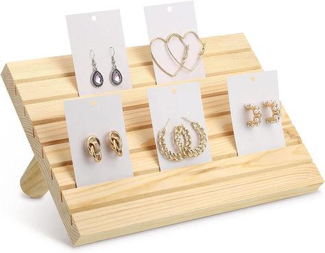 Amazon.com: Yookeer Earring Display Stand Wooden Business Card Holder Rustic Wood Earring Card Display Jewelry Organizer Table Displays for Shows (Wood) : Clothing, Shoes & Jewelry Wooden Business Card Holder, Earring Card Display, Earring Display Stand, Wooden Business Card, Wood Earring, Display Jewelry, Card Display, Earring Card, Business Card Holder