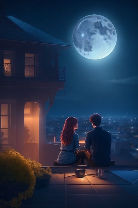 #FullMoonMagic #RomanticRooftop #NighttimeNostalgia #MoonlitLove #StarryAffair #NocturnalRomance #DreamyRooftopDate #MoonlitMoments #RooftopRomance #NighttimeConnection #LoversUnderTheMoon #MoonlitEncounter #CelestialLoveStory #RooftopGazing #RomanticNightView #MoonlitGetaway #StargazingDateNight #RooftopCharm #LoveBeneathTheMoon #ElevatedRomance Poetry Background, Love Couple Wallpaper, Sky Anime, Cartoon Love Photo, Love Animation Wallpaper, Photo To Cartoon, Cute Couple Drawings, Cute Couple Wallpaper, Animated Love Images