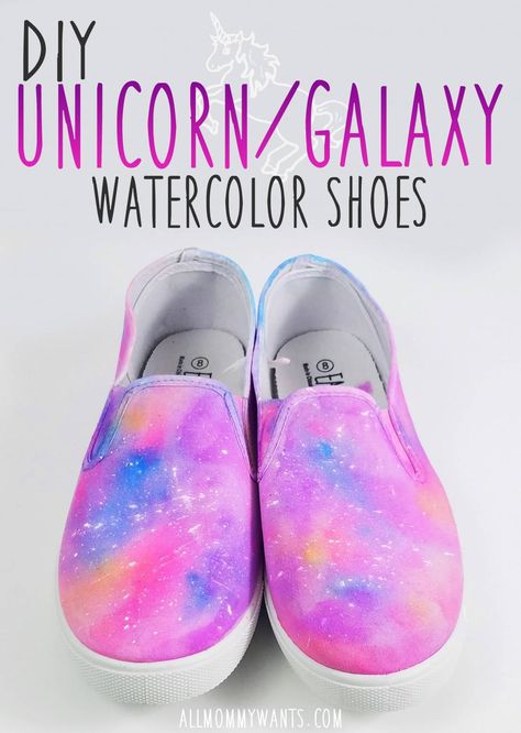 Watercolor Shoes, Diy Galaxy Shoes, Sharpie Shoes, Galaxy Watercolor, Unicorn Shoes, Galaxy Shoes, Painted Shoes Diy, Diy Fashion Trends, Tie Dye Shoes