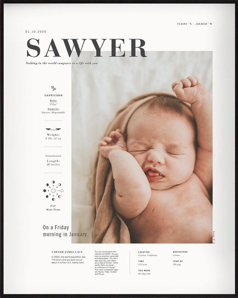 Birth Stat | Signature Art Prints | Still Novel Foto Newborn, Birth Announcement Photos, Newborn Announcement, Paper Boy, Birth Cards, Birth Announcement Card, Baby Frame, Frame Ideas, Baby Birth Announcement