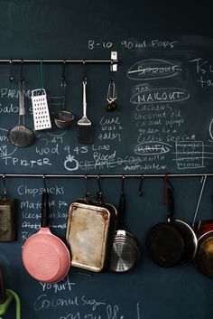 Chalkboard Wall Kitchen, Warehouse Kitchen, Kitchen Chalkboard, Blackboard Wall, Dark Walls, Chalkboard Wall, Kitchen Pot, Chalkboard Paint, The Design Files