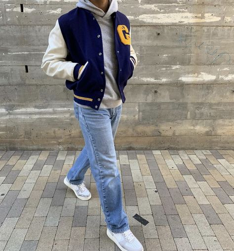 Navy Varsity Jacket Outfit, Lettermen Jacket Outfit Men, Blue Varsity Jacket Outfit Men, College Jacket Outfit Men, Lettermen Jacket Outfit, Letterman Jacket Outfit Men, University Jacket Outfit, Blue Varsity Jacket Outfit, Varsity Jacket Outfit Mens