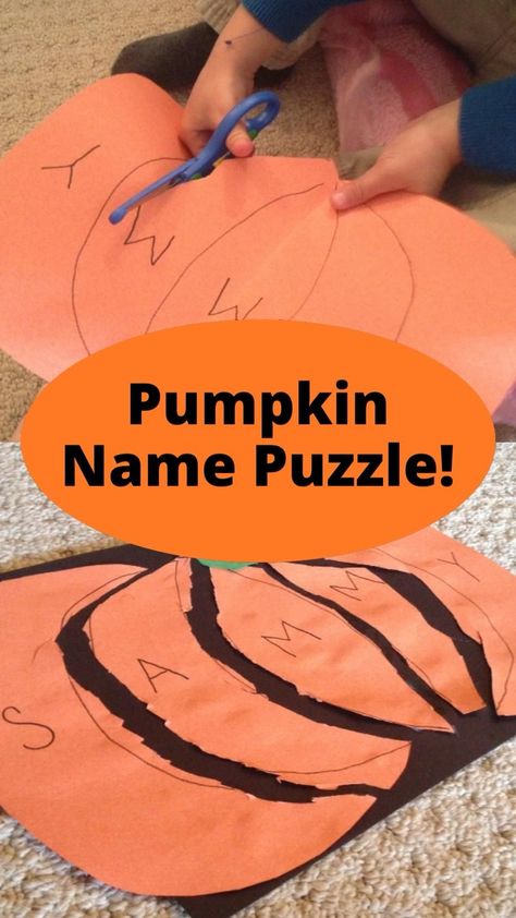 Pumpkin Name Puzzle, Preschool Pumpkin, Craft For Preschoolers, October Activities, Halloween Crafts Preschool, Pumpkin Activities, Fall Preschool Activities, October Crafts, Fall Arts And Crafts