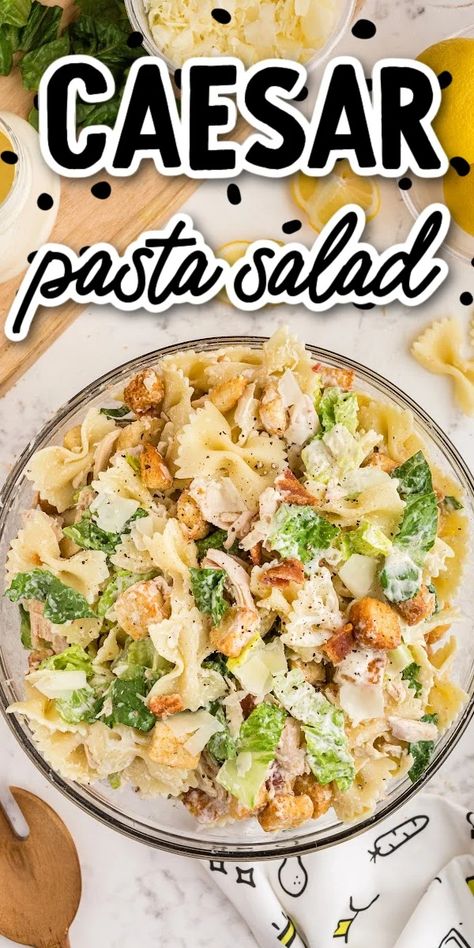 Essen, Cesar Pasta Salad, Homemade Caesar Salad Dressing, Taco Pasta Salad, Caesar Pasta Salad, Caesar Pasta, Chicken Caesar Pasta Salad, Pasta Salad Ingredients, Cold Pasta Salad Recipes