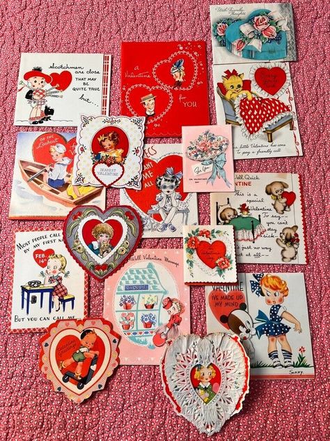 Vintage Valentines Lot of 16 Valentines Super Cute 16 Valentine Cards Old Valentines Cards, Vintage Valentine Aesthetic, 60s Valentines, Old Fashioned Valentines, Valentines Invitations, Home Made Valentines, Valentines Journal, Pop Up Valentine Cards, Retro Valentine Cards