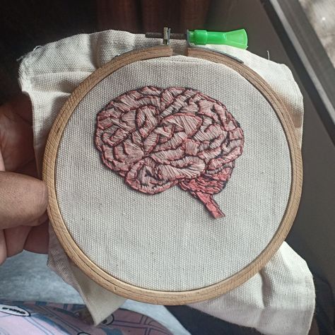 #embroidery may be i could have drawn a better #brain but i am very happy that I did this Brain Embroidery, Brain Scan, Hand Embroidery Stitches, Mandala Drawing, Embroidered Jeans, Very Happy, Embroidery Stitches, Hand Embroidery, Brain