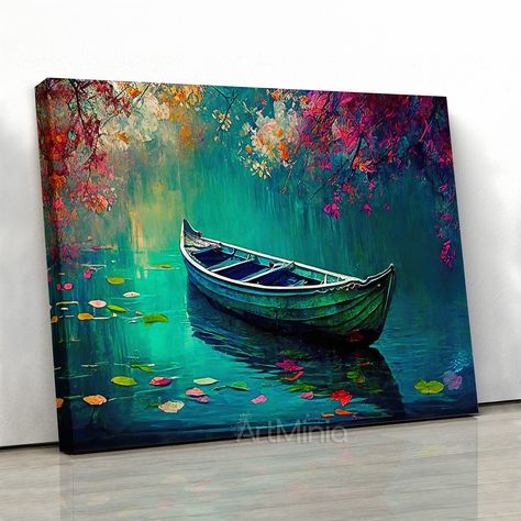 Lake With Flowers, Multi Canvas Painting, Paint Christmas, Flowers Oil Painting, Canvas Set Of 3, Artsy Design, Oil Painting Canvas, Flower Painting Canvas, Textured Canvas Art