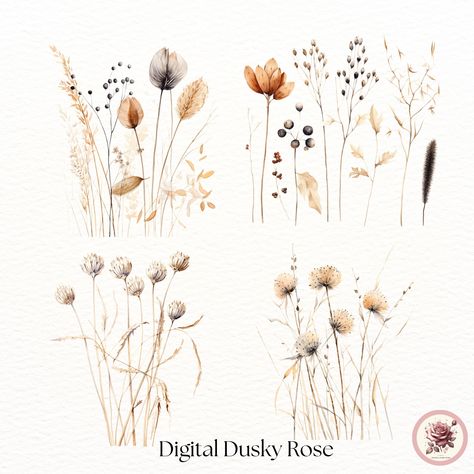 Poppy Clipart, Boho Dried Flowers, Grass Png, Landscape Reference, Flowers Illustration, Flower Illustration, Pampas Grass, Rich Colors, Creative Projects